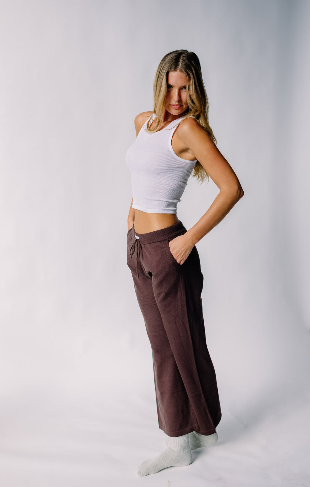 Fine Yarn Knit Sweater Wide Pant