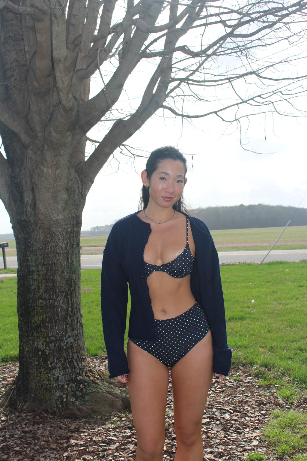 Polka Dot High Rise Bikini Bottom