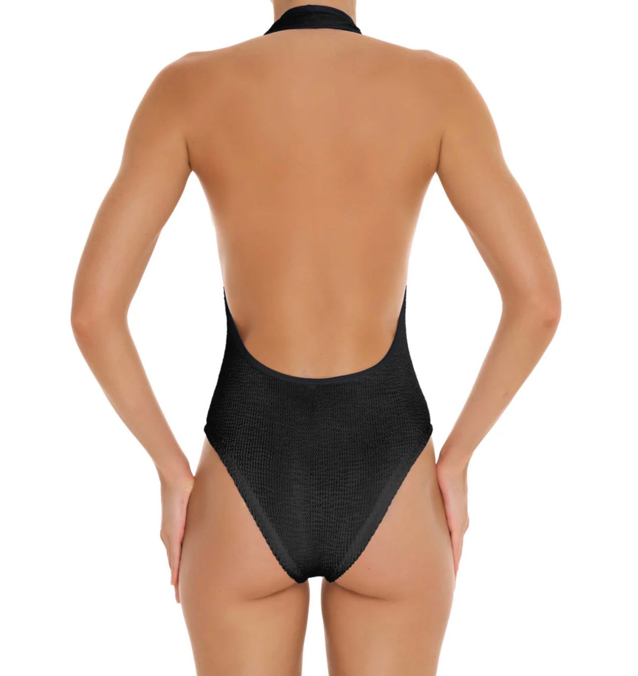♻️ Eco Crinkle Halter One Piece - Black