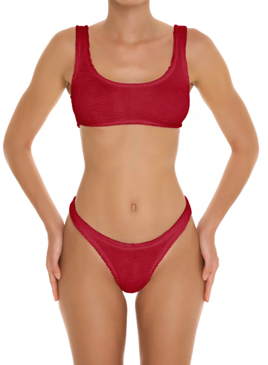 ♻️ Eco Crinkle Mid-Rise Brazilian Bikini Bottom